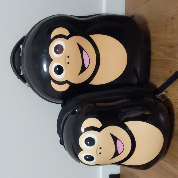 The Cuties and Pals Monkey 12'' backpack and 18'' trolley case